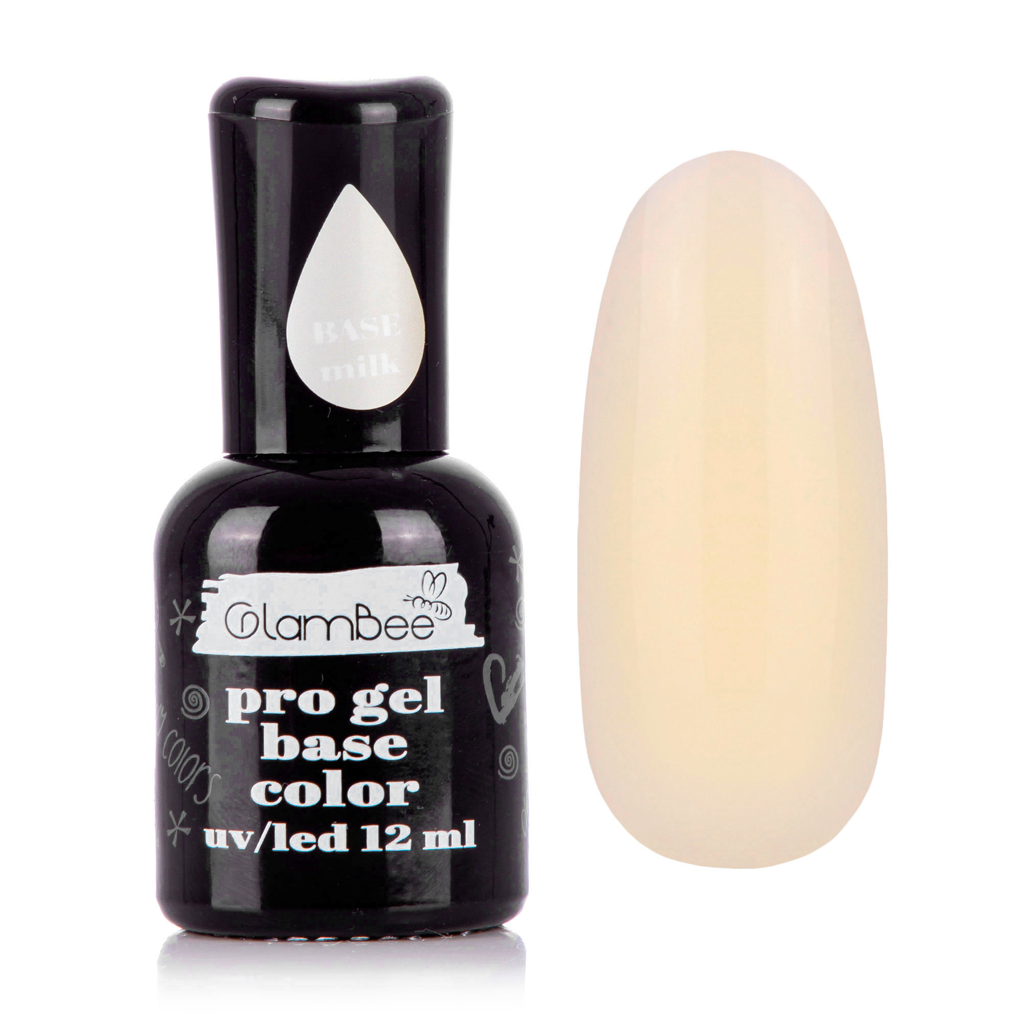 Базове покриття для гель-лаку GlamBee ProGel Base Color Milky, 12 мл