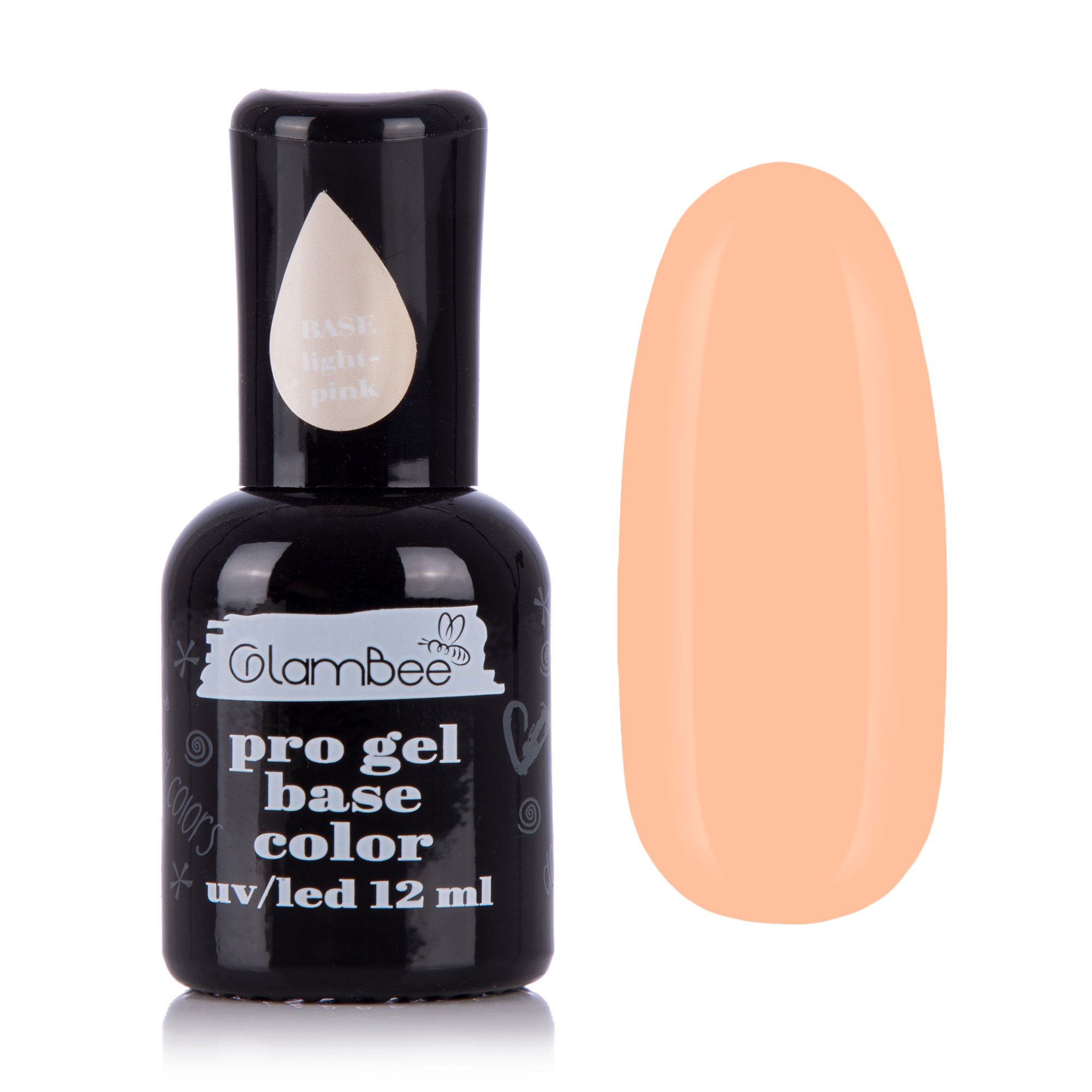 Базове покриття для гель-лаку GlamBee ProGel Base Color Light Pink, 12 мл