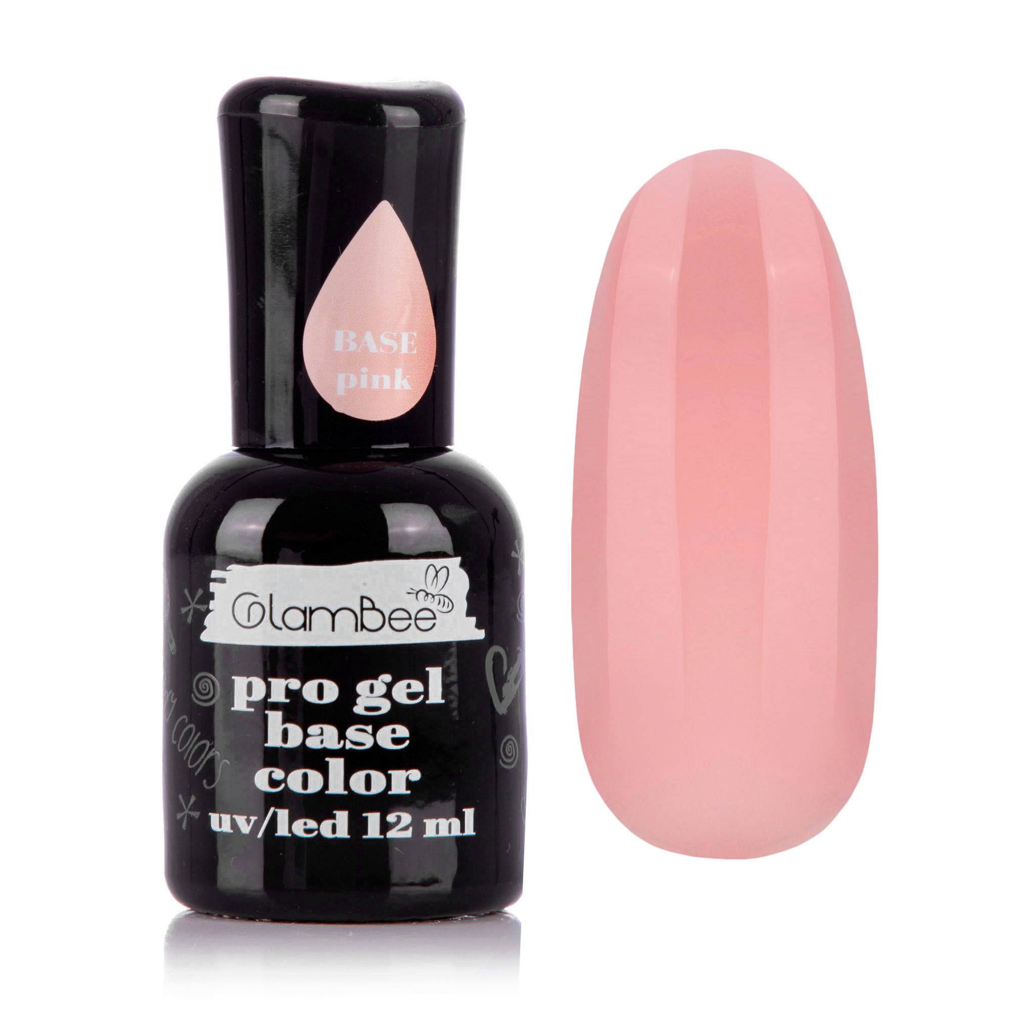 Базове покриття для гель-лаку GlamBee ProGel Base Color Pink, 12 мл